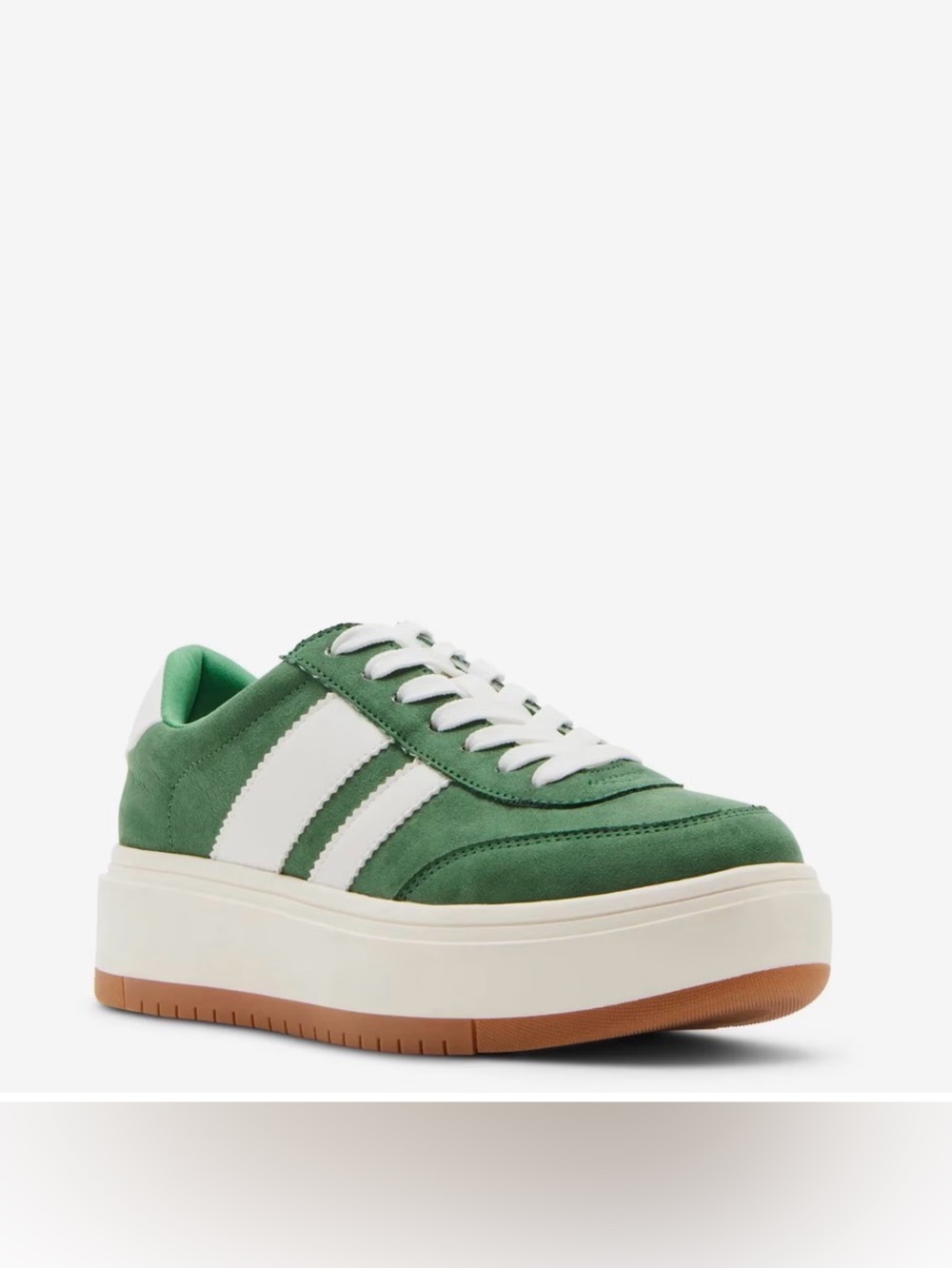 NWOTS ***Madden Girl / NAVIDA / Suede Platform / Green with White Stripes Size 6